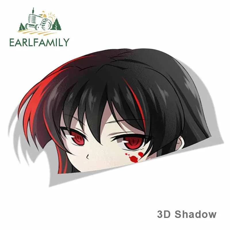 EARLFAMILY Funny Girl Peek Car Sticker Anime Peeker Vinyl JDM Cartoon Japan Car Styling Window Trunk Laptop 3D Vinyl Decal