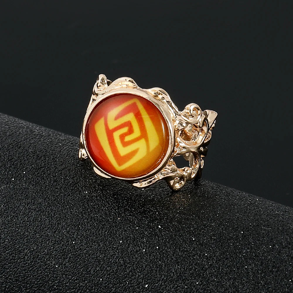 Genshin Impact Luminous Ring – Adjustable Vintage Anime Jewelry, Elegant Cosplay Prop & Gift Accessory