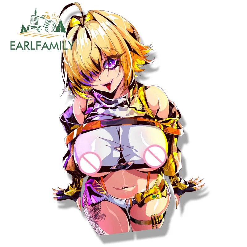 EARLFAMILY Gyaru Elegg Fanart Car Sticker Hot NIKKE Cartoon Waifu Decal JDM Peek Girl Graffiti Sketch Stickers Car Accessories