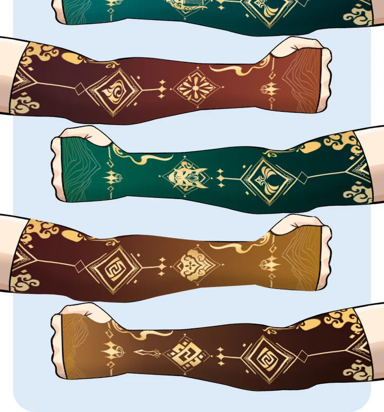 Game Impact Arm Sleeves Ice Silk Fabric Breathable Quick Dry Running Sportswear Sun UV Protection Long Arm Cover Arm Sleeves
