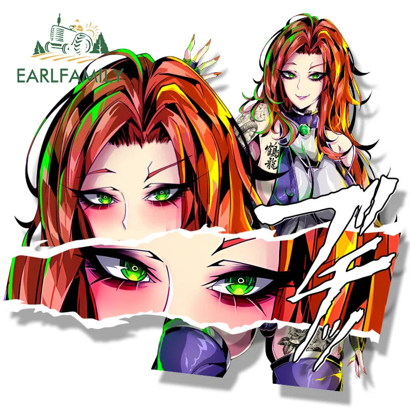 EARLFAMILY Ahegao Uzaki Tsuki Fanart Car Sticker Hot Anime Waifu Decal Chibi Big Head Peek Girl Graffiti Cartoon Slap Stickers