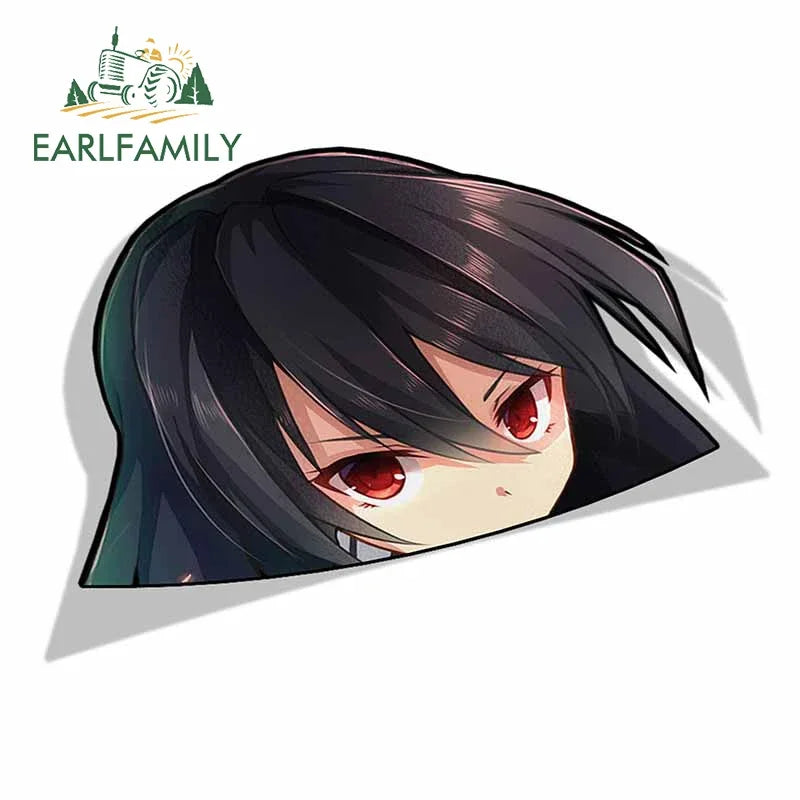 EARLFAMILY Funny Girl Peek Car Sticker Anime Peeker Vinyl JDM Cartoon Japan Car Styling Window Trunk Laptop 3D Vinyl Decal