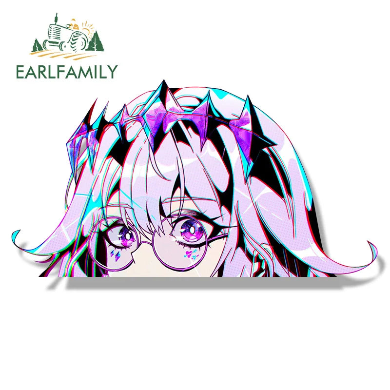 EARLFAMILY Koseki Bijou Fanart Car Sticker Hololive Waifu Hot Decal JDM Streetwear Punk Girl Graffiti Cartoon Peek Stickers