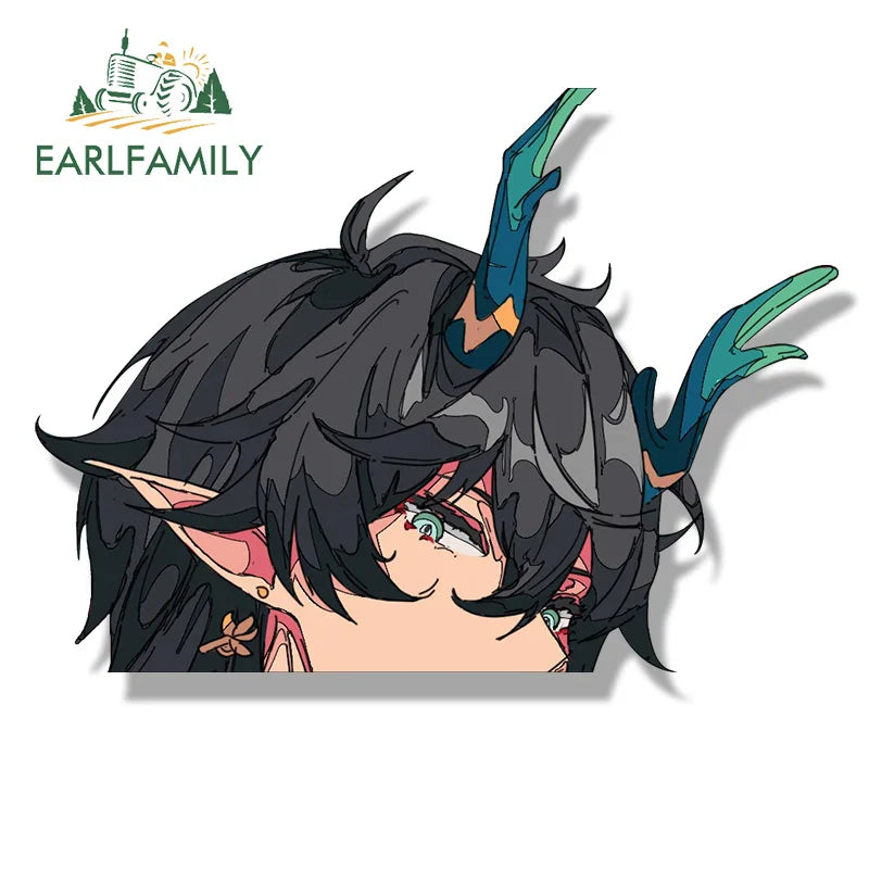 EARLFAMILY Dragon Dan Heng Honkai Star Rail Car Sticker Chibi Big Head Fanart Decal Cartoon Peek Girl Graffiti Slap Stickers