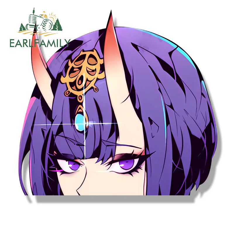 EARLFAMILY Gothic Punk Shuten Douji Fanart Car Sticker Anime Tattoo Sketch Waifu Decal JDM Cartoon Peek Girl Caster Stickers