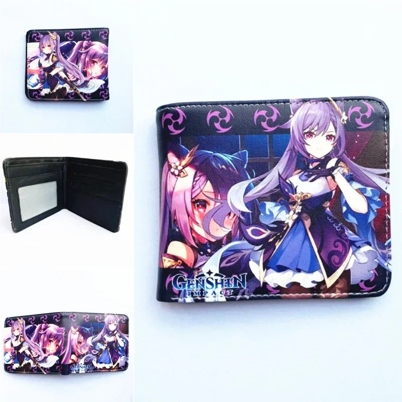 Anime Figures New Arrival Game Genshin Impact PU Wallet for Boys and Girls Short Purse Whit Credit Card Holder