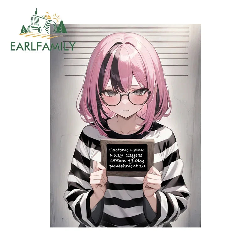 EARLFAMILY 13cm x 9.6cm Female Prisoner Car Sticker Anime Punishment 10 Saotome Romu Prison Decal Funny Car Styling