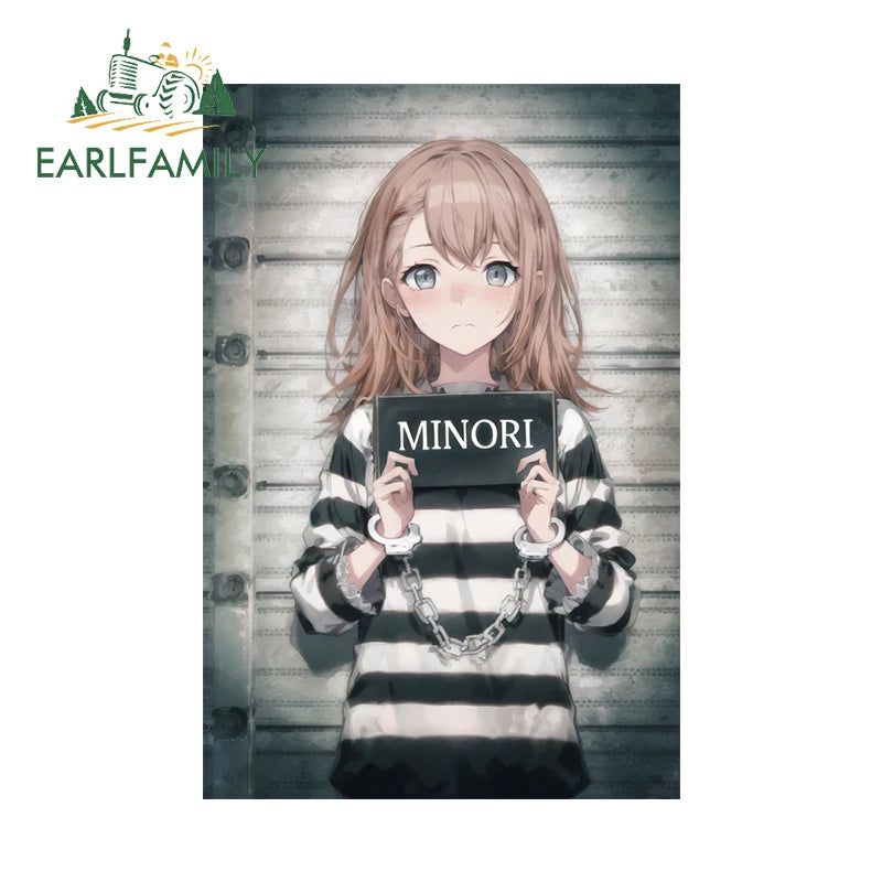 EARLFAMILY 13cm x 9.6cm Female Prisoner Car Sticker Anime Punishment 10 Saotome Romu Prison Decal Funny Car Styling