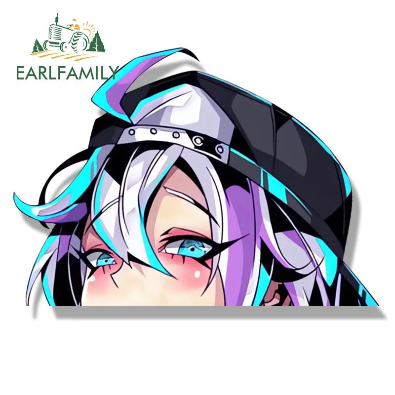 EARLFAMILY HOLO Aruna x Boba Chan Collab Car Sticker Hot Girl Waifu Die Cut Fanart Decal Tattoo Graffiti Cartoon Peeker Stickers