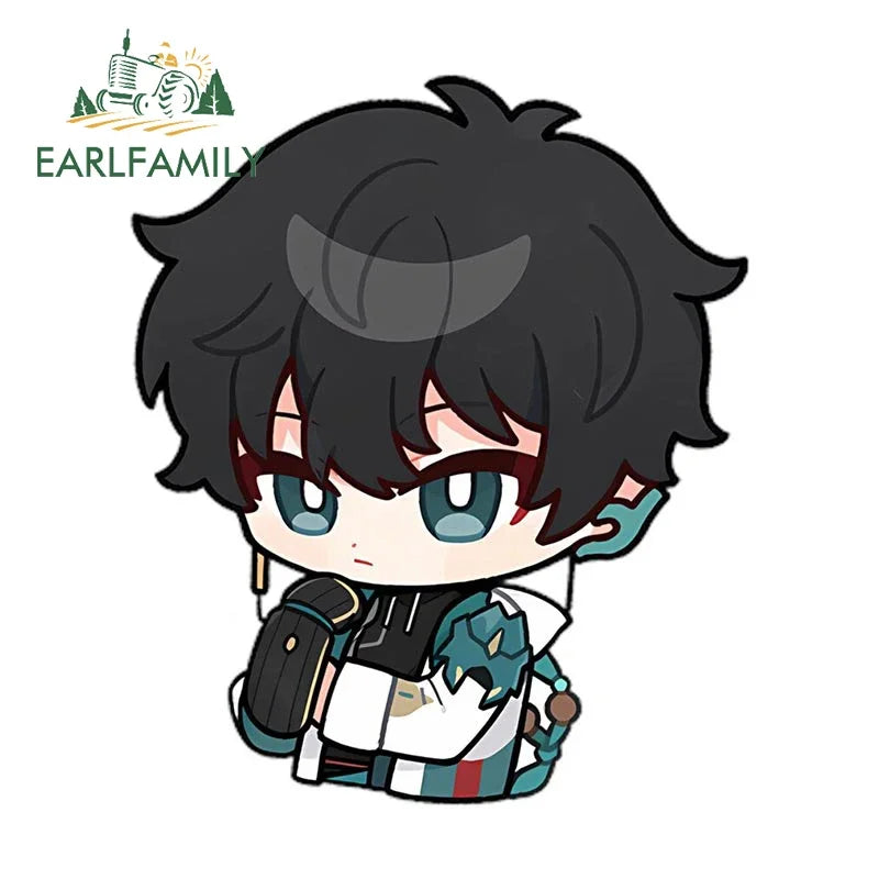 EARLFAMILY Chibi Dan Heng Car Sticker Funny Big Head Anime Honkai Star Rail Decal JDM Motorcycle Car Racing Graffiti Decoration