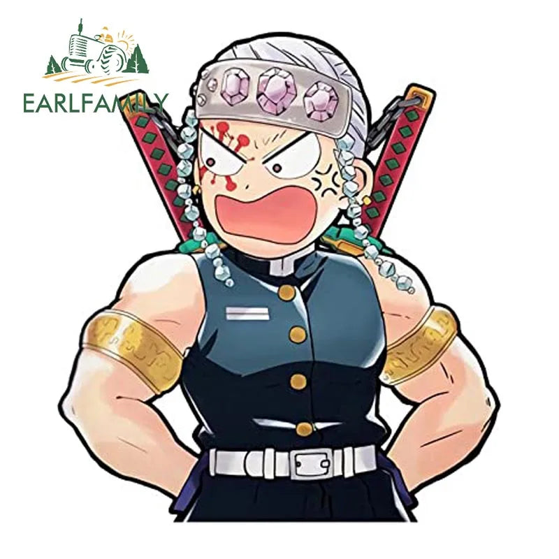 EARLFAMILY Chibi Uzui Tengen Car Sticker Anime Funny Graffiti JDM Car Window Motorcycle Helmet Waterproof Decal Vinyl Car Wrap