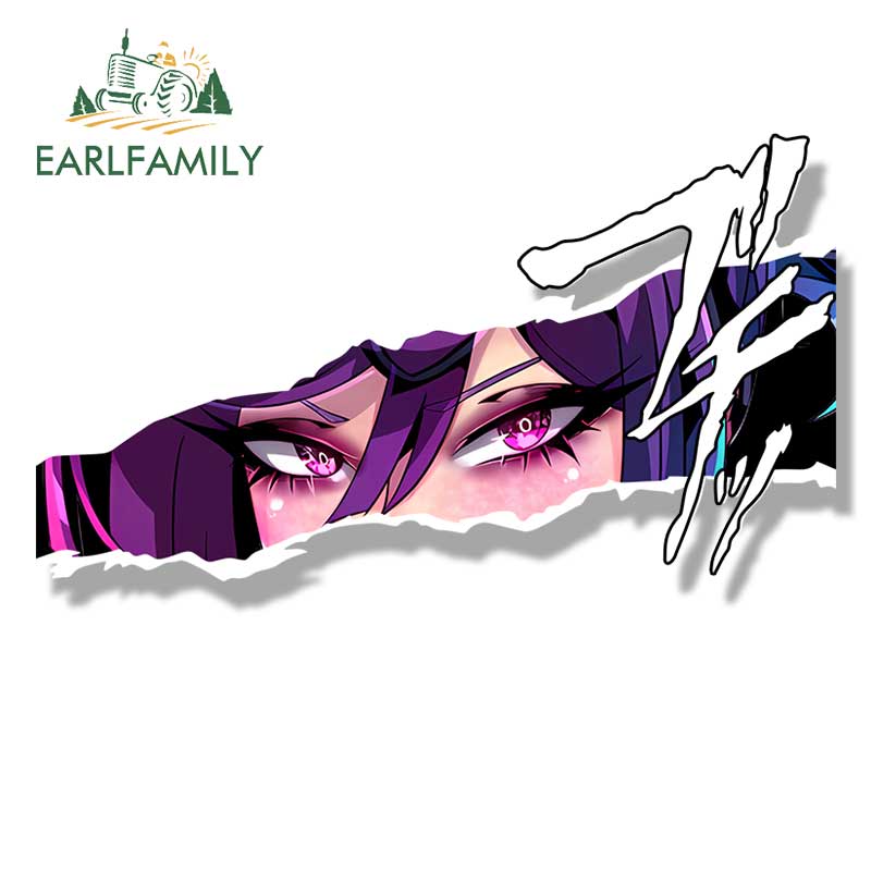 EARLFAMILY Gyaru Ninja Yuzuriha Fanart Car Sticker Anime Sketch Waifu Decal JDM Funny Peek Girl Graffiti Stickers Car Wrap