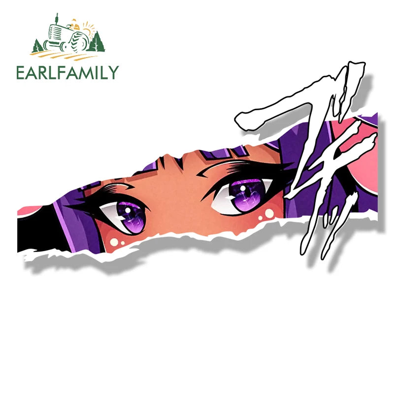 EARLFAMILY Furry Yukari Waifu Car Sticker JDM Chibi Big Head Hot Cartoon Sketch Helmet Decal Peek Girl Graffiti Sticker Car Wrap