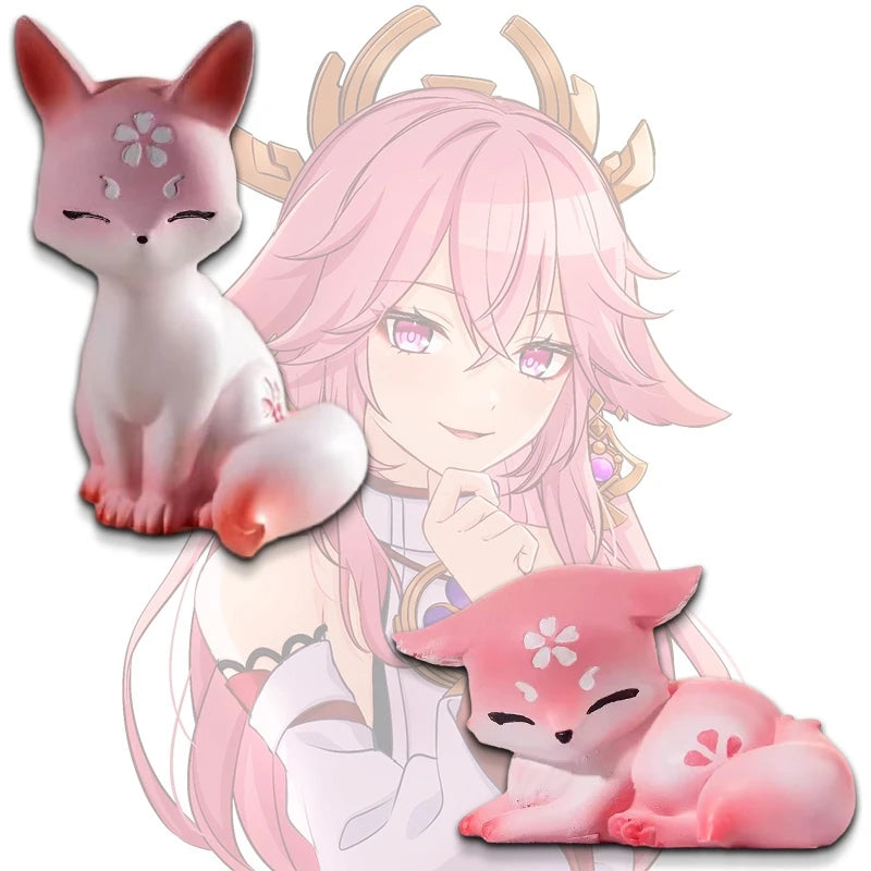 9cm Anime Genshin Impact Yae Miko Anime Figure Impact Yae Miko Fox Action Figure Collectible Model Doll Cute Toys Gifts Hobbies