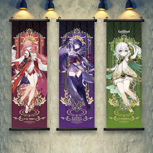 Genshin Impact Poster – Canvas Wall Art Scroll Painting, Hot Game Prints for Home Decoration