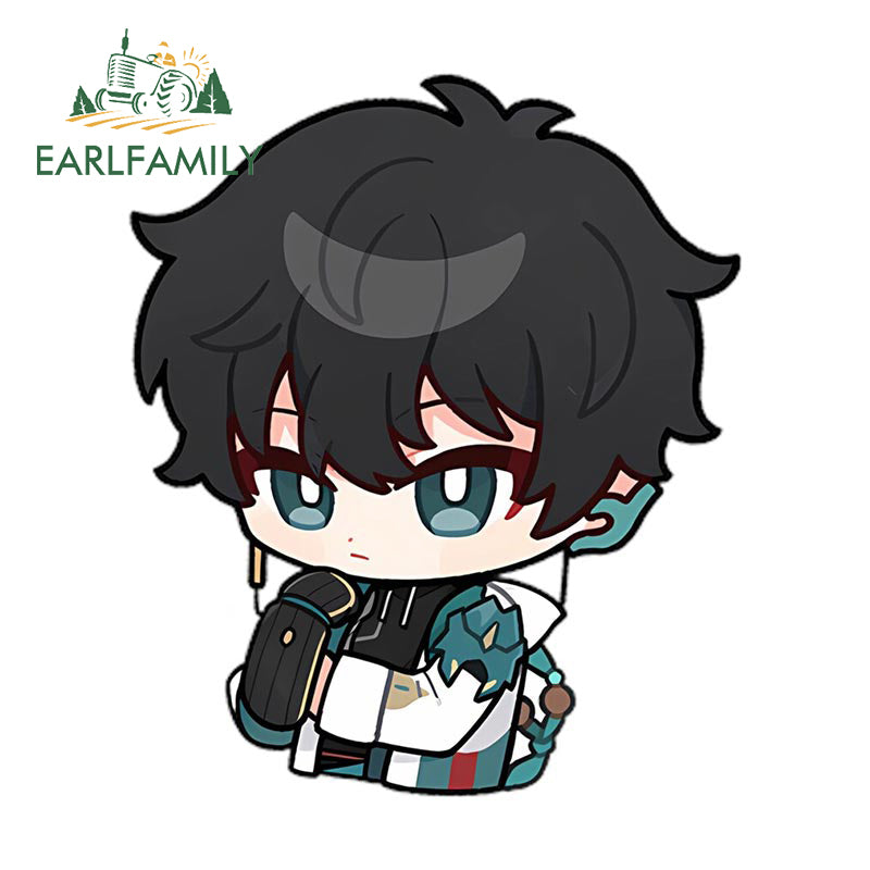 EARLFAMILY Chibi Dan Heng Car Sticker Funny Big Head Anime Honkai Star Rail Decal JDM Motorcycle Car Racing Graffiti Decoration