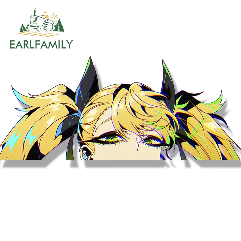 EARLFAMILY Gyaru Shinomiya Kikoru Fanart Car Sticker Bikini Tattoo Girl NSFW Chibi Big Head Waifu Decal JDM Peeker Stickers
