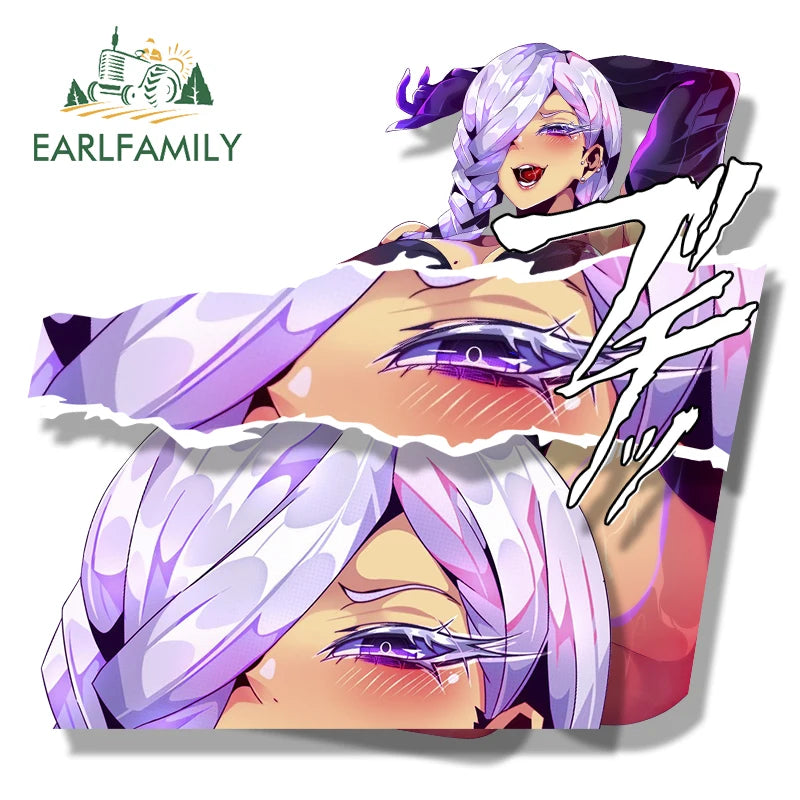 EARLFAMILY Happi Meimei Fanart Car Sticker Anime Chibi Big Head Waifu Decal NSFW Cartoon Peek Girl Ahegao Slap Graffiti Stickers
