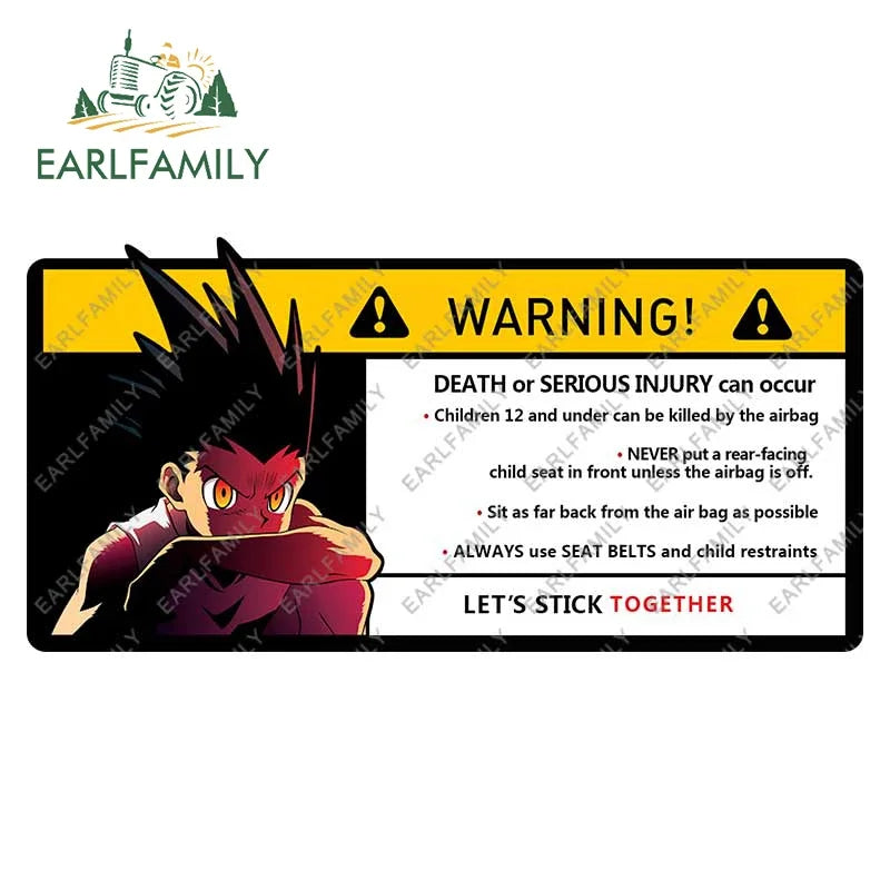 EARLFAMILY 15cm x 8.2cm Cartoon Anime Car Sticker for GON FREECSS Warning Decal Vinyl JDM Window Trunk Stickers Car Wrap