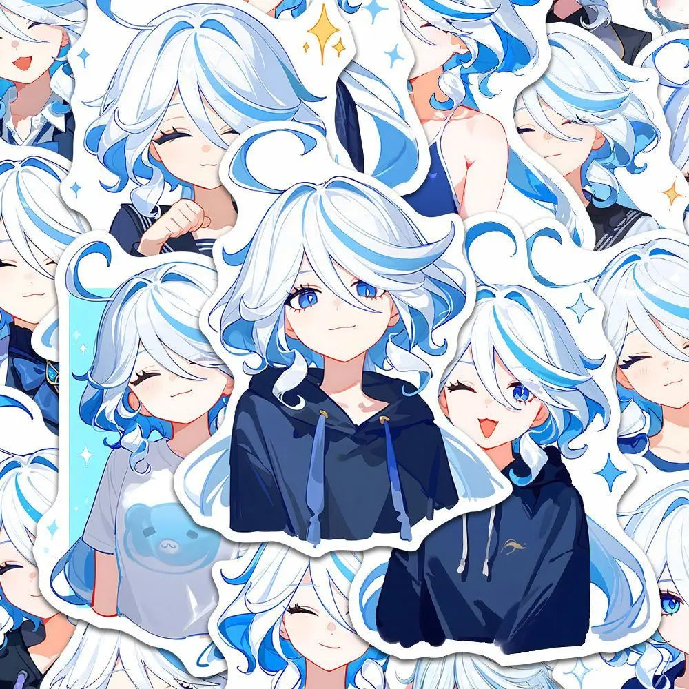 52pcs mihoyo Genshin Impact Furina Waterproof sticker trunk materials desktop Hand account materials decorate Children diy Toy