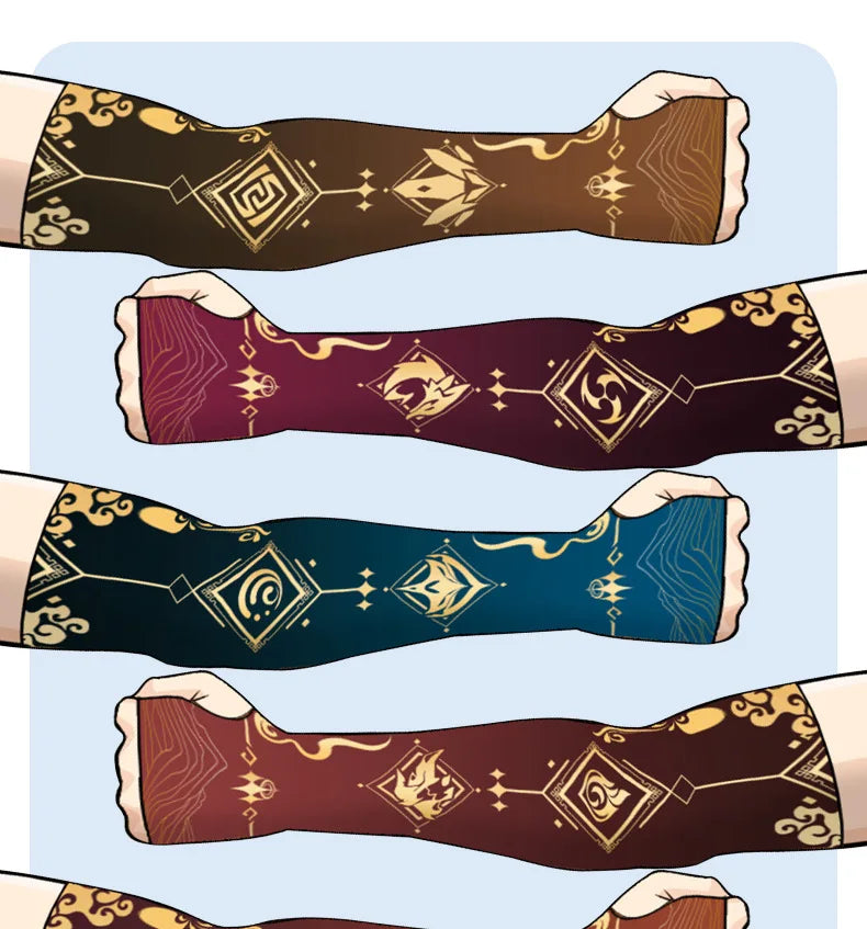 Game Impact Arm Sleeves Ice Silk Fabric Breathable Quick Dry Running Sportswear Sun UV Protection Long Arm Cover Arm Sleeves