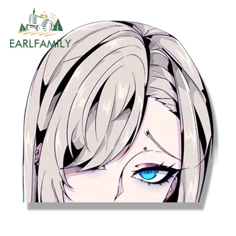 EARLFAMILY Cheerleader Asuna Ichinose Fanart Peeker Car Sticker Anime Blue Archive Waifu Decal JDM Cartoon Graffiti Peek Sticker