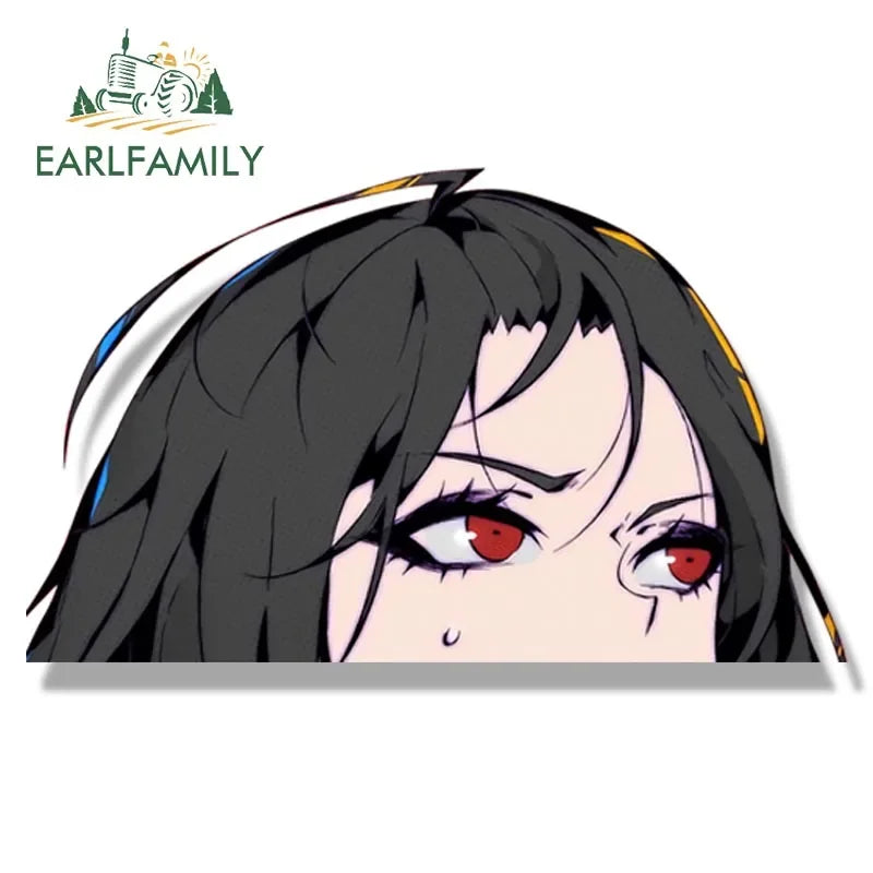 EARLFAMILY Ace Killer Akame Fanart Car Sticker Anime Sketch Waifu Decal JDM Funny Peek Girl Graffiti Stickers Car Accessories