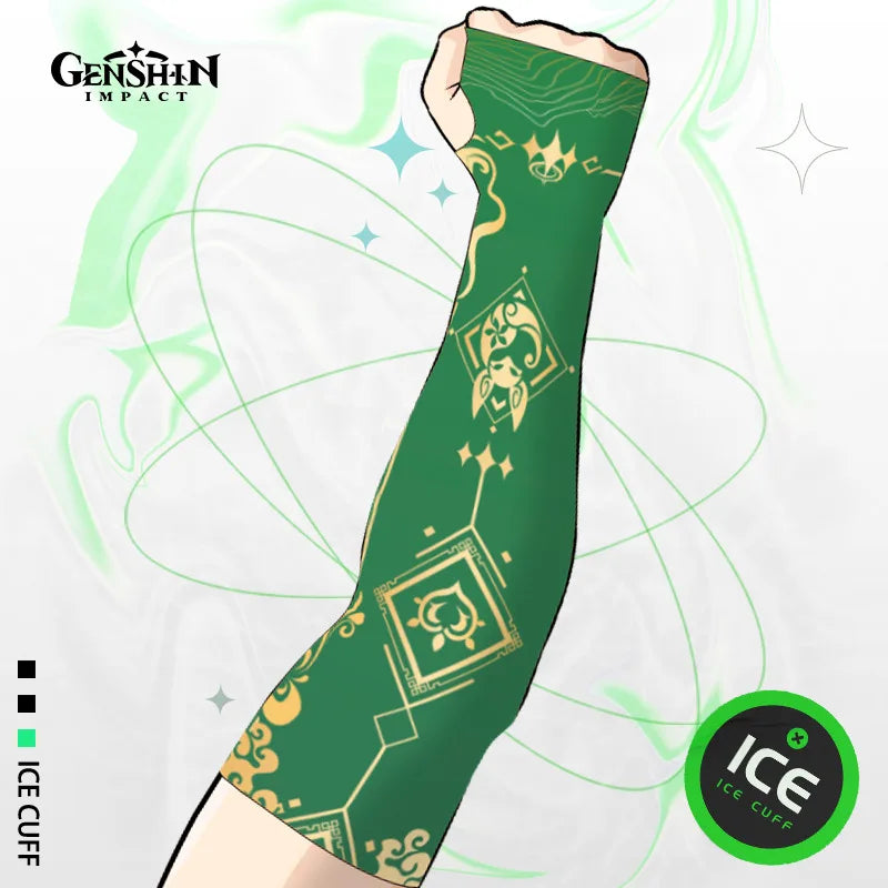 Game Impact Arm Sleeves Ice Silk Fabric Breathable Quick Dry Running Sportswear Sun UV Protection Long Arm Cover Arm Sleeves