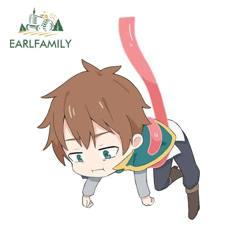 EARLFAMILY Tentacle Binding Satou Kazuma Car Sticker Anime JDM Window Trunk Helmet 3D Decal Waterproof Car Accessories