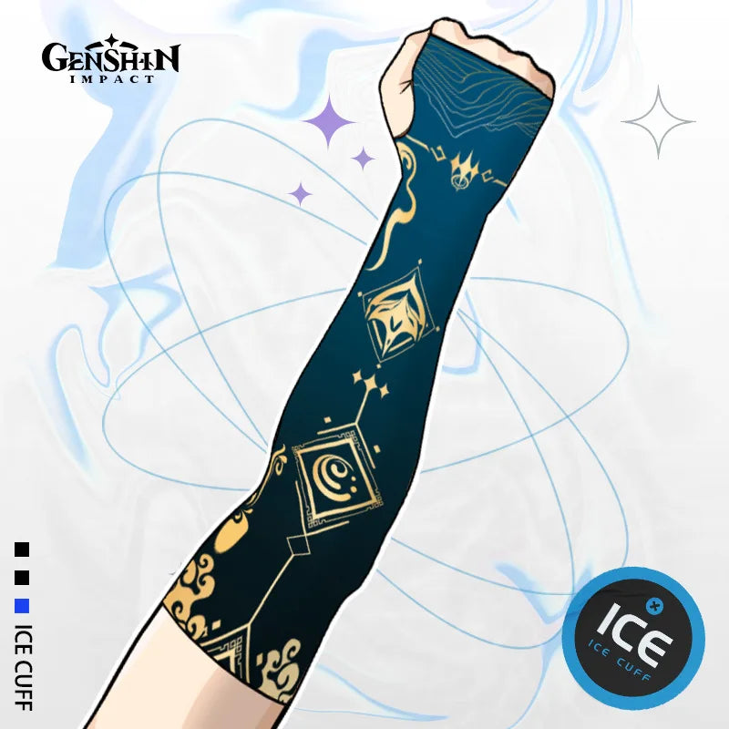Game Impact Arm Sleeves Ice Silk Fabric Breathable Quick Dry Running Sportswear Sun UV Protection Long Arm Cover Arm Sleeves