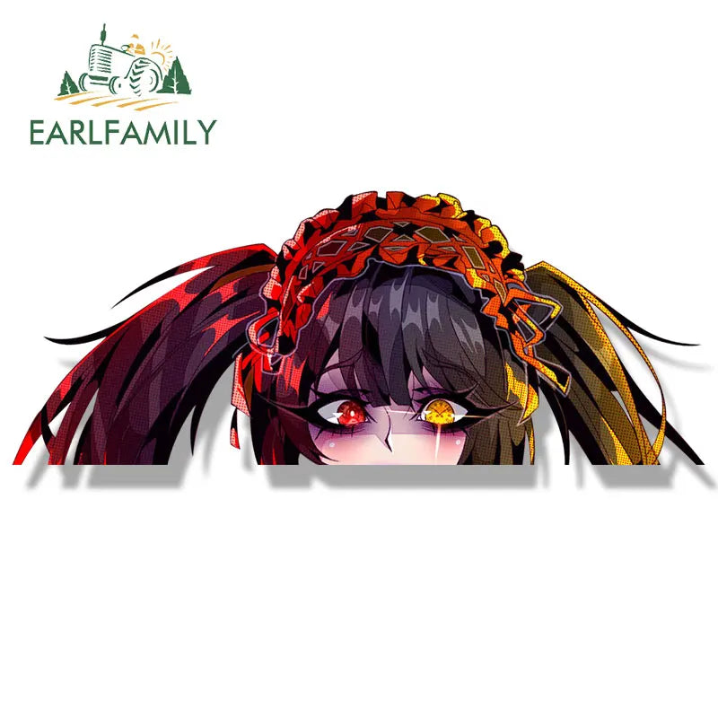 EARLFAMILY Lace Kurumi Tokisaki Fanart Car Sticker Cartoon Anime Tattoo Decal JDM Cartoon Peeker Graffiti Sexy NSFW Stickers
