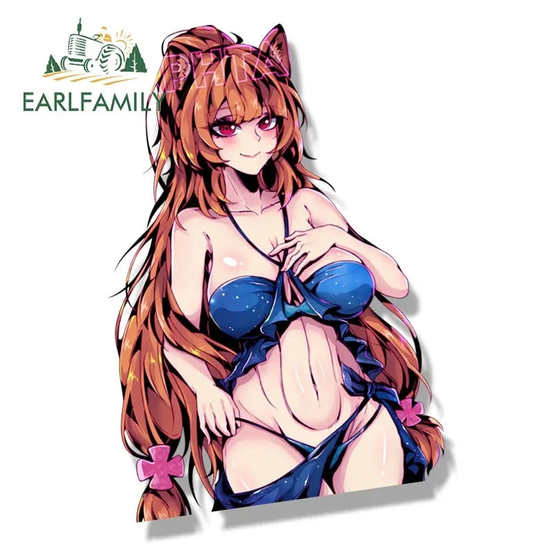 EARLFAMILY Gyaru Raphtaria Fanart Car Sticker Anime Waifu Decal JDM Peek Girl Graffiti Stickers