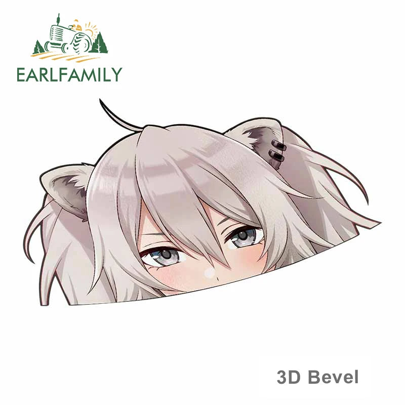 EARLFAMILY Shishiro Botan Hololive Peeker Middle Finger Car Sticker Big Head Anime JDM Rear Windshield Decal Cartoon Car Styling