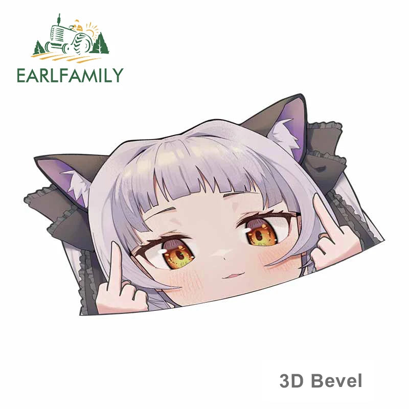 EARLFAMILY Murasaki Shion Hololive Blush Peeker Car Sticker Big Head Anime Vinyl JDM Window Trunk Decal Cartoon Peek Car Styling