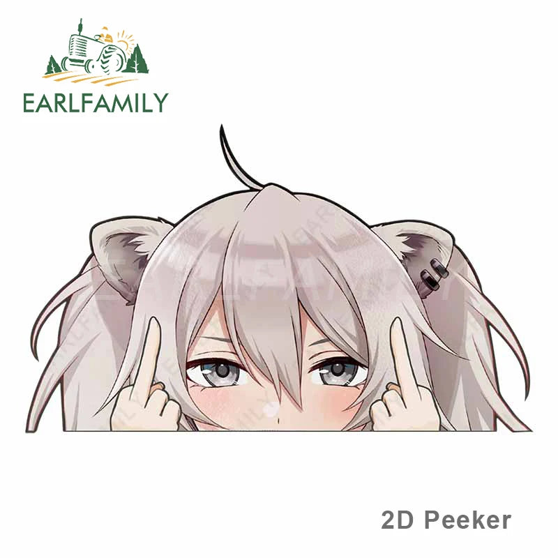 EARLFAMILY Shishiro Botan Hololive Peeker Middle Finger Car Sticker Big Head Anime JDM Rear Windshield Decal Cartoon Car Styling