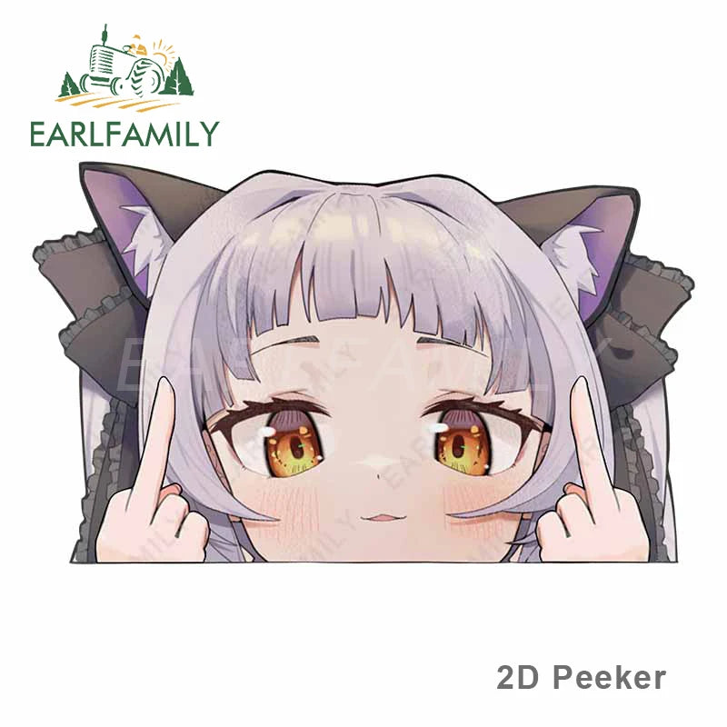 EARLFAMILY Murasaki Shion Hololive Blush Peeker Car Sticker Big Head Anime Vinyl JDM Window Trunk Decal Cartoon Peek Car Styling