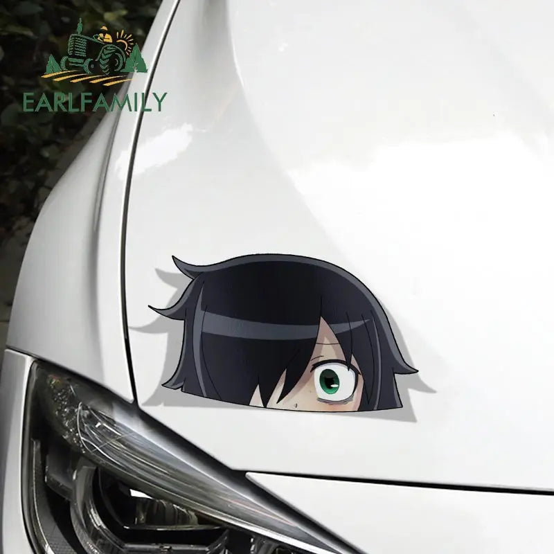 EARLFAMILY 13cm x 8.1cm for Tomoko Kuroki Watamote Peek Anime Big Head Vinyl Car Sticker JDM Window Trunk Decal