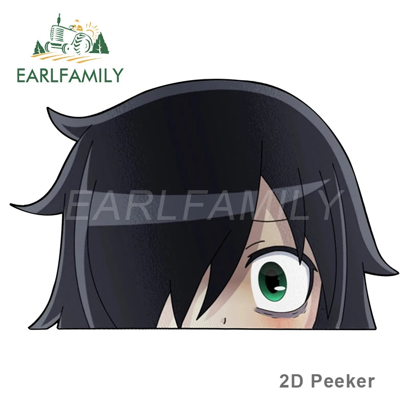 EARLFAMILY 13cm x 8.1cm for Tomoko Kuroki Watamote Peek Anime Big Head Vinyl Car Sticker JDM Window Trunk Decal