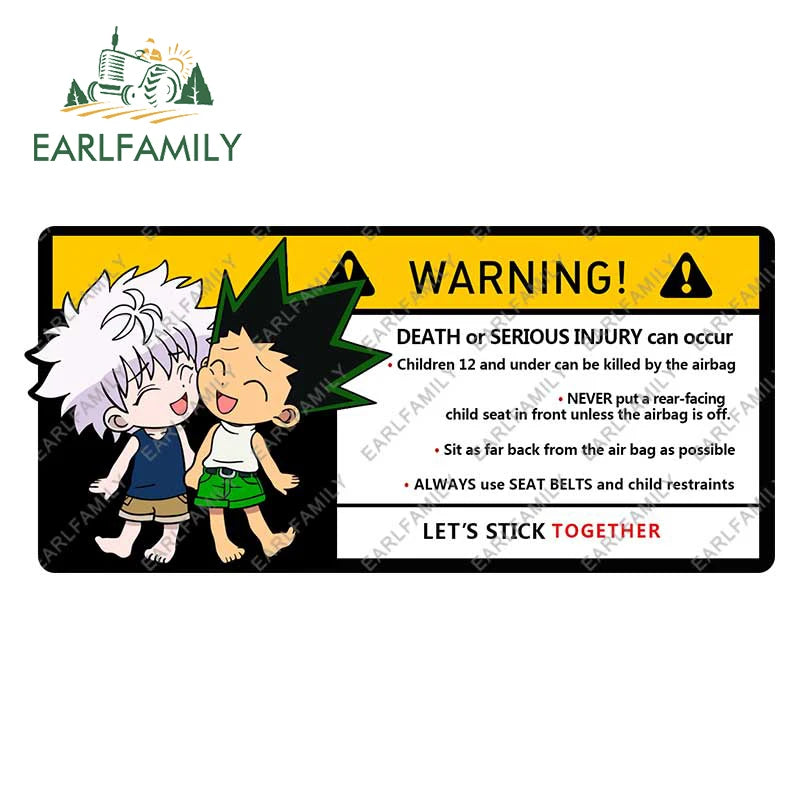 EARLFAMILY 15cm x 8.2cm Cartoon Anime Car Sticker for GON FREECSS Warning Decal Vinyl JDM Window Trunk Stickers Car Wrap