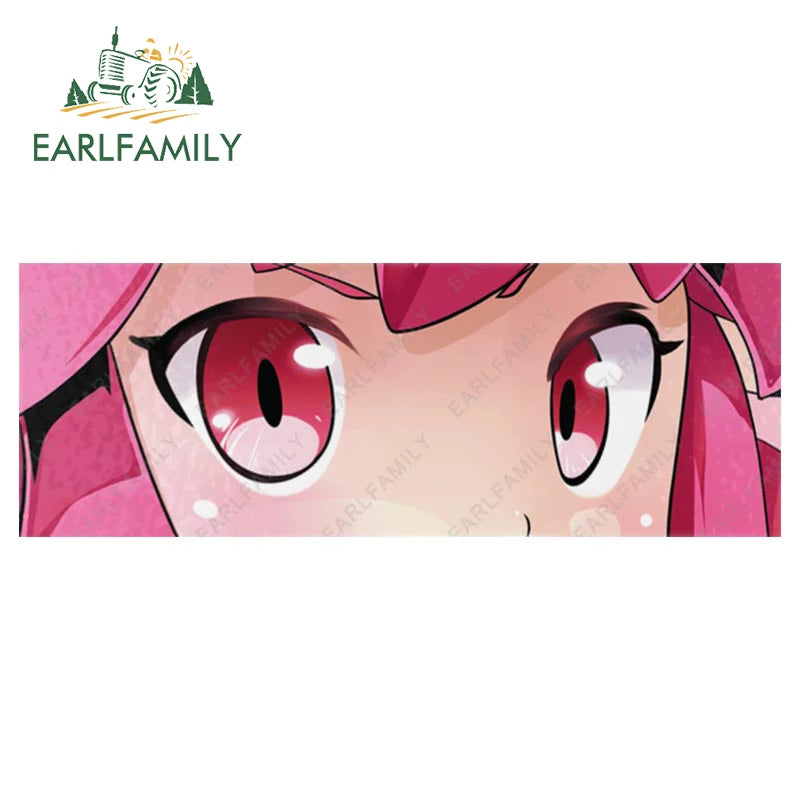 EARLFAMILY Anime Eyes Chibi Slap Car Sticker Senpai Heart Eyes Vinyl Stickers Senpai Please Car Bumper Trunk Decals Classic Peek