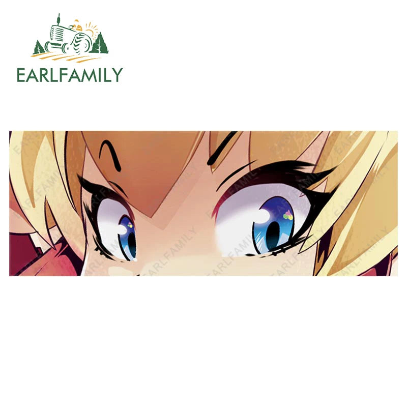 EARLFAMILY Anime Eyes Chibi Slap Car Sticker Senpai Heart Eyes Vinyl Stickers Senpai Please Car Bumper Trunk Decals Classic Peek