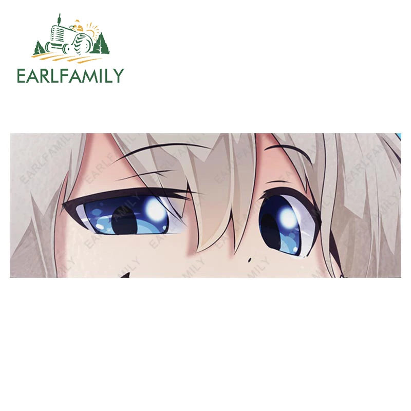 EARLFAMILY Anime Eyes Chibi Slap Car Sticker Senpai Heart Eyes Vinyl Stickers Senpai Please Car Bumper Trunk Decals Classic Peek