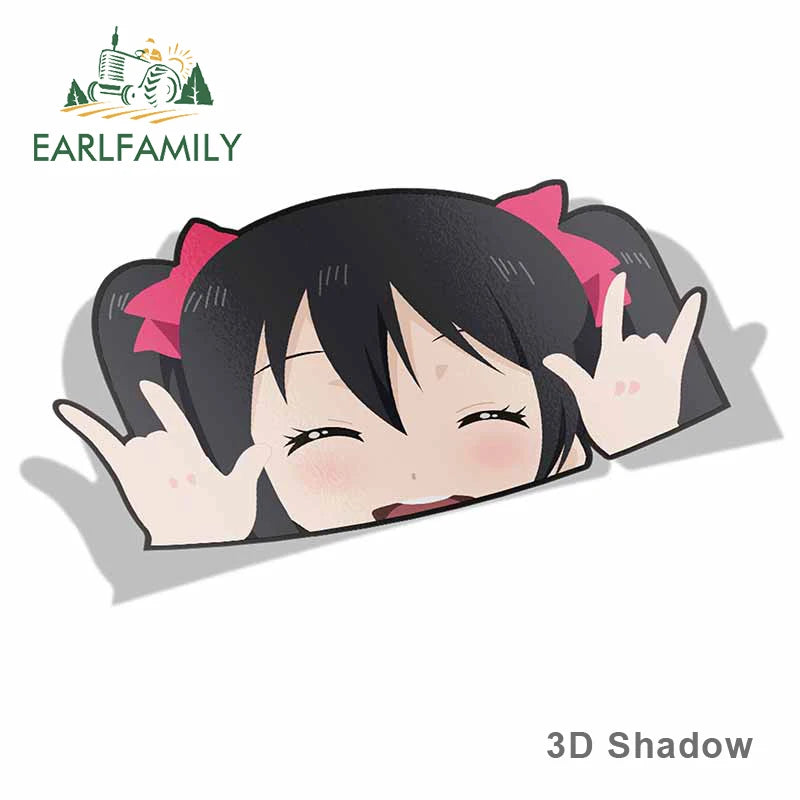 EARLFAMILY 13cm x 7.4cm for Nico Yazawa Peek Anime Big Head Vinyl Cartoon Car Sticker JDM Window Car Trunk Decal