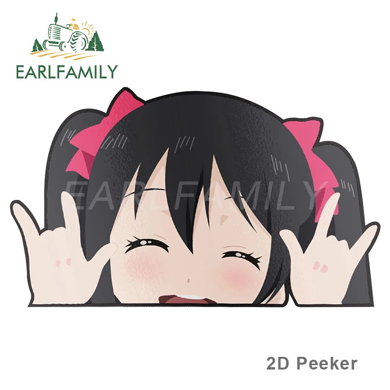 EARLFAMILY 13cm x 7.4cm for Nico Yazawa Peek Anime Big Head Vinyl Cartoon Car Sticker JDM Window Car Trunk Decal