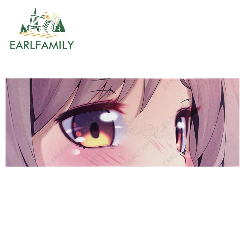 EARLFAMILY Anime Eyes Chibi Slap Car Sticker Senpai Heart Eyes Vinyl Stickers Senpai Please Car Bumper Trunk Decals Classic Peek