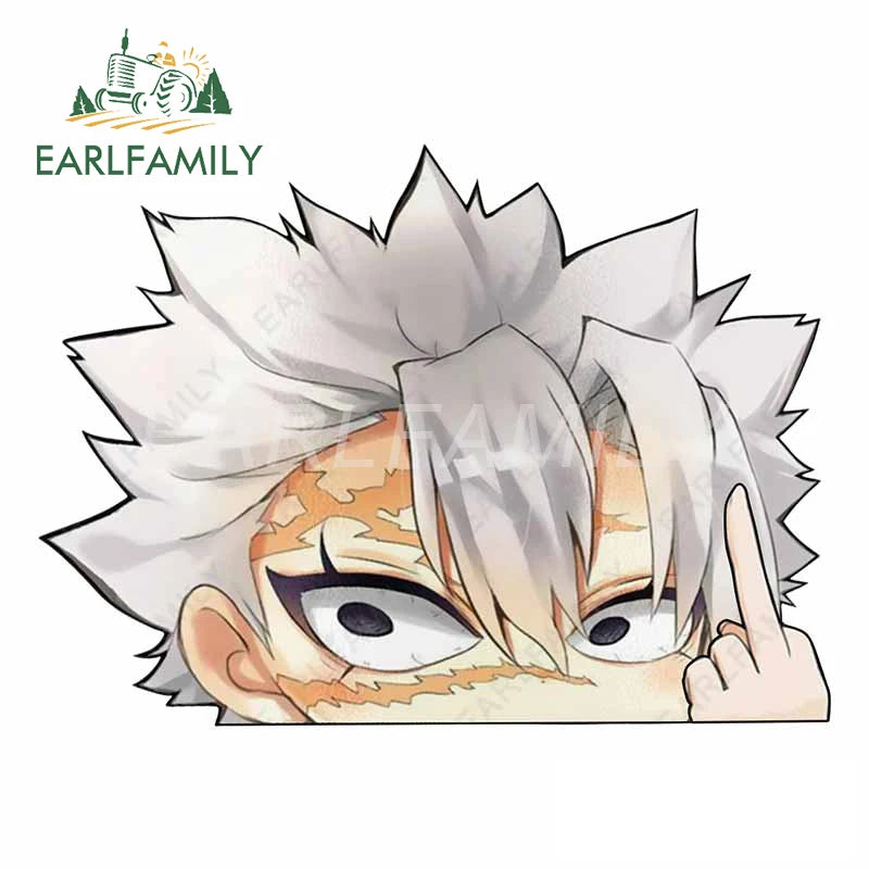 EARLFAMILY 13cm x 7cm Funny Umai Peeker Rengoku Kyoujurou Car Sticker JDM Car Door Windows Decal Cartoon Car Accessories