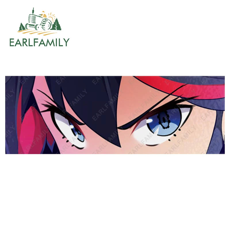EARLFAMILY Anime Eyes Chibi Slap Car Sticker Senpai Heart Eyes Vinyl Stickers Senpai Please Car Bumper Trunk Decals Classic Peek