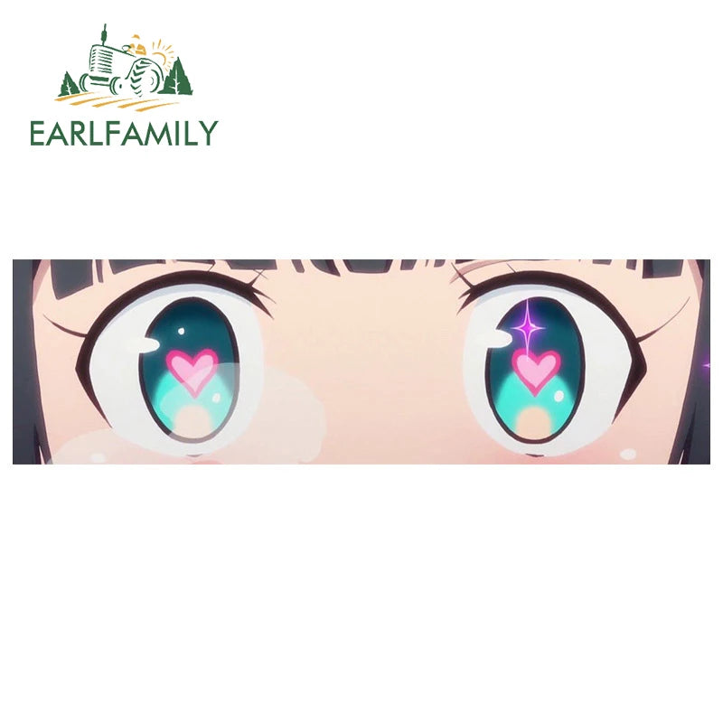 EARLFAMILY Anime Eyes Chibi Slap Car Sticker Senpai Heart Eyes Vinyl Stickers Senpai Please Car Bumper Trunk Decals Classic Peek