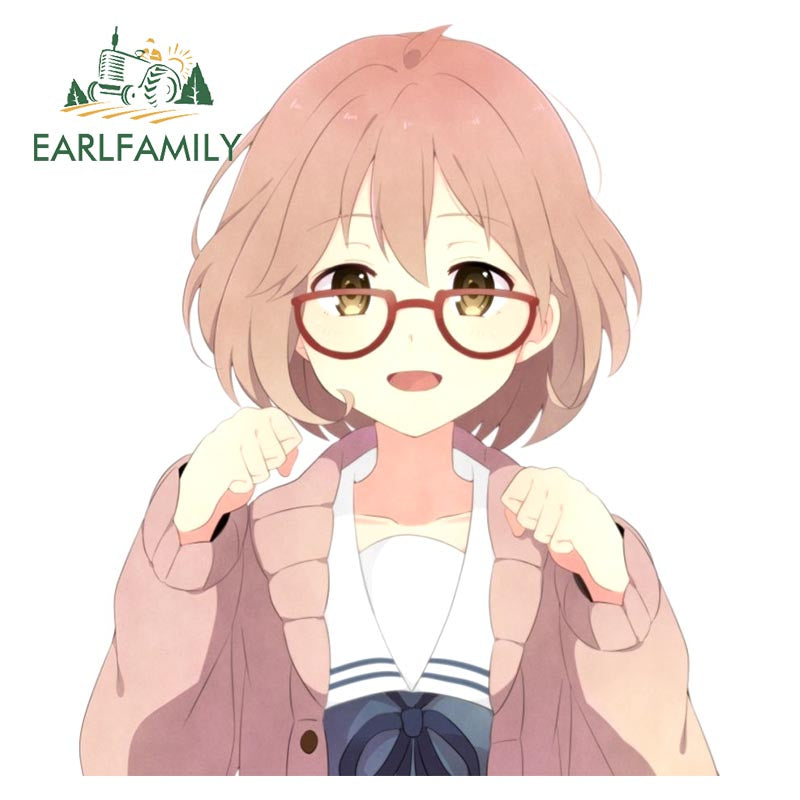 EARLFAMILY Beyond the Boundary Car Sticker Kawaii Girl Kuriyama Mirai JDM Luggage Laptop Waifu Decal Cartoon Car Accessories