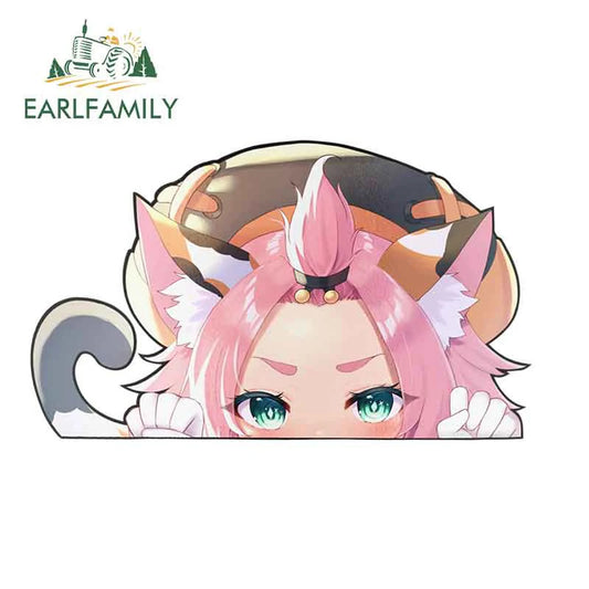 EARLFAMILY 13cm x 7.9cm Genshin Impact Diona Peeker Car Sticker Anime Vinyl JDM Window Trunk Decal Cartoon Peek Car Styling